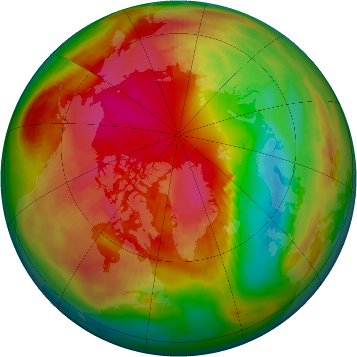 Arctic ozone map for 25 February 1984